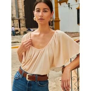 Nation LTD Anna Sunburst Top in Tapioca Size Medium Gently Used Boho Coastal